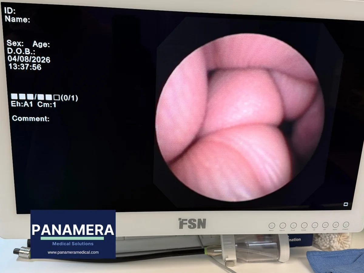 Olympus BF-MP160F slim bronchoscope on the Panamera service bench